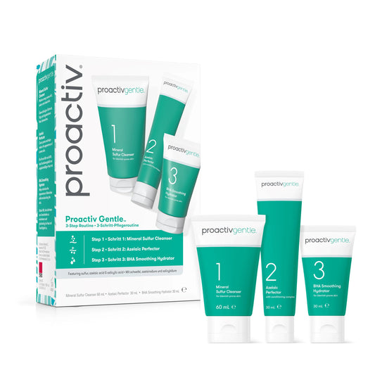 Proactiv Gentle 30 Day Facial Cleanser 3-Step Routine, 1 x Mineral Sulfur Cleanser 60 ml, 1 x Azelaic Pore Perfector 30 ml, 1 x BHA Smoothing Hydrator 30 ml (Pack of 1)