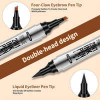 L0famy 2 In 1 Eyebrow Pencil, Double Headed Eyebrows Pen With 4-Fork-Tip & Precise Brush-Tip, Long-lasting & Waterproof Eyebrow Pencil And Eyeliner