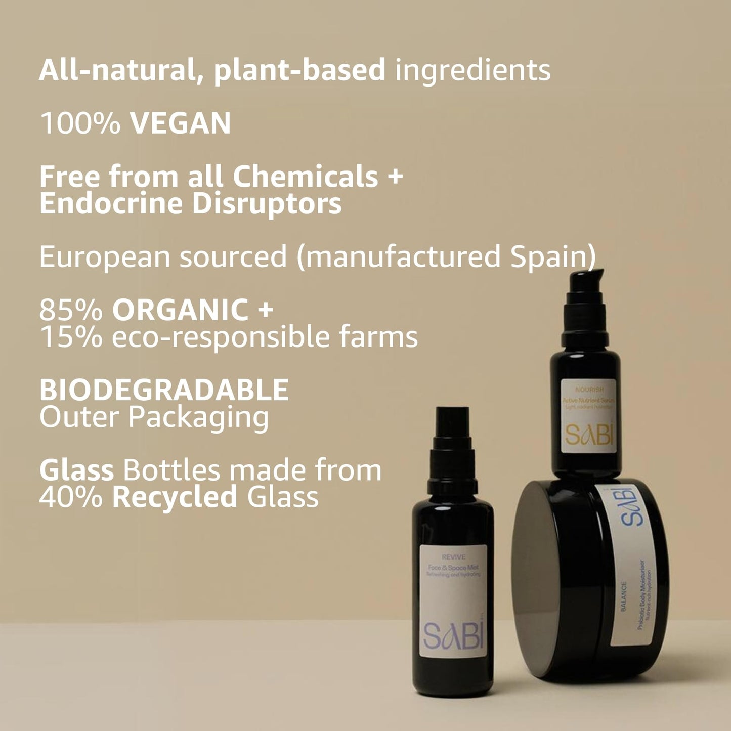 All-Natural Antioxidant Serum: 100% Vegan Collagen Serum, Natural Hyaluronic Acid, Vitamin C + Seaweed Ferments. For Hormonal Breakout Prone Skin, 30ml |The SABI Active Nutrient Sensitive Skin Serum