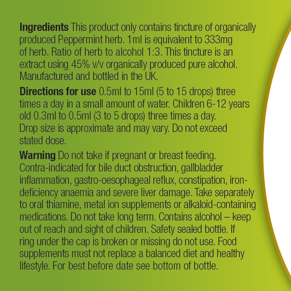 Organic Herbal Remedies 100 ml Peppermint Tincture