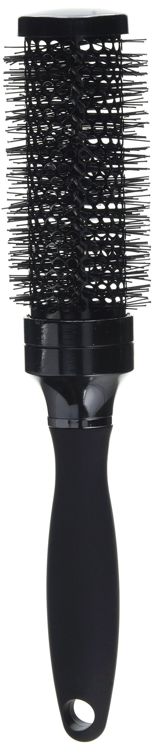 Head Jog 61 Black Ionic Radial Brush. Lightweight Round Hairbrush For Blow Drying, Curling. Ceramic Coated Barrel & Nylon Bristles, 38mm