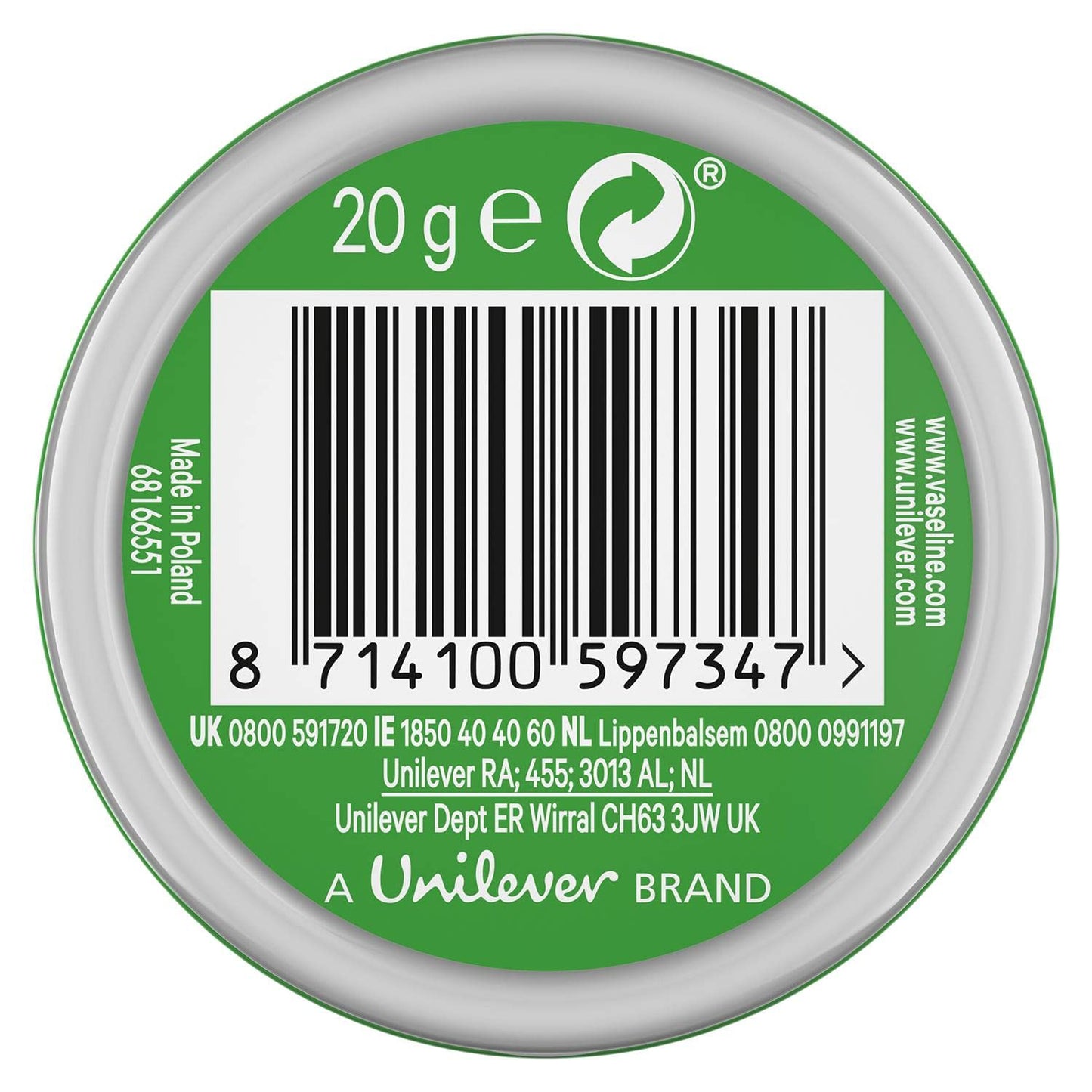2 X Vaseline Lip Therapy Aloe Vera - 20g