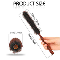 Mozeat Lens Boar Bristle Hair Brush, Small Round Brush Blow Drying Brush Styling Hair Brush with Nylon Pin and Natural Wooden Handle,Soft Bristle Hair Brush for Straightening Curling Volumizing and Detangling