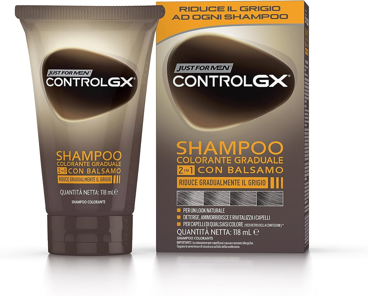 Just For Men Just for men Control GX, Grey Reducing 2-in-1 Shampoo & Conditioner for Grey Hair – All Shades, 147 ml
