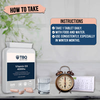 TBQ Nutrition Vitamin D3 4000IU – 365 Tablets | High Strength 100µg Cholecalciferol | Supports Bones, Muscles, Teeth & Immune Function | One Year Supply | UK Made | Vegetarian Supplement