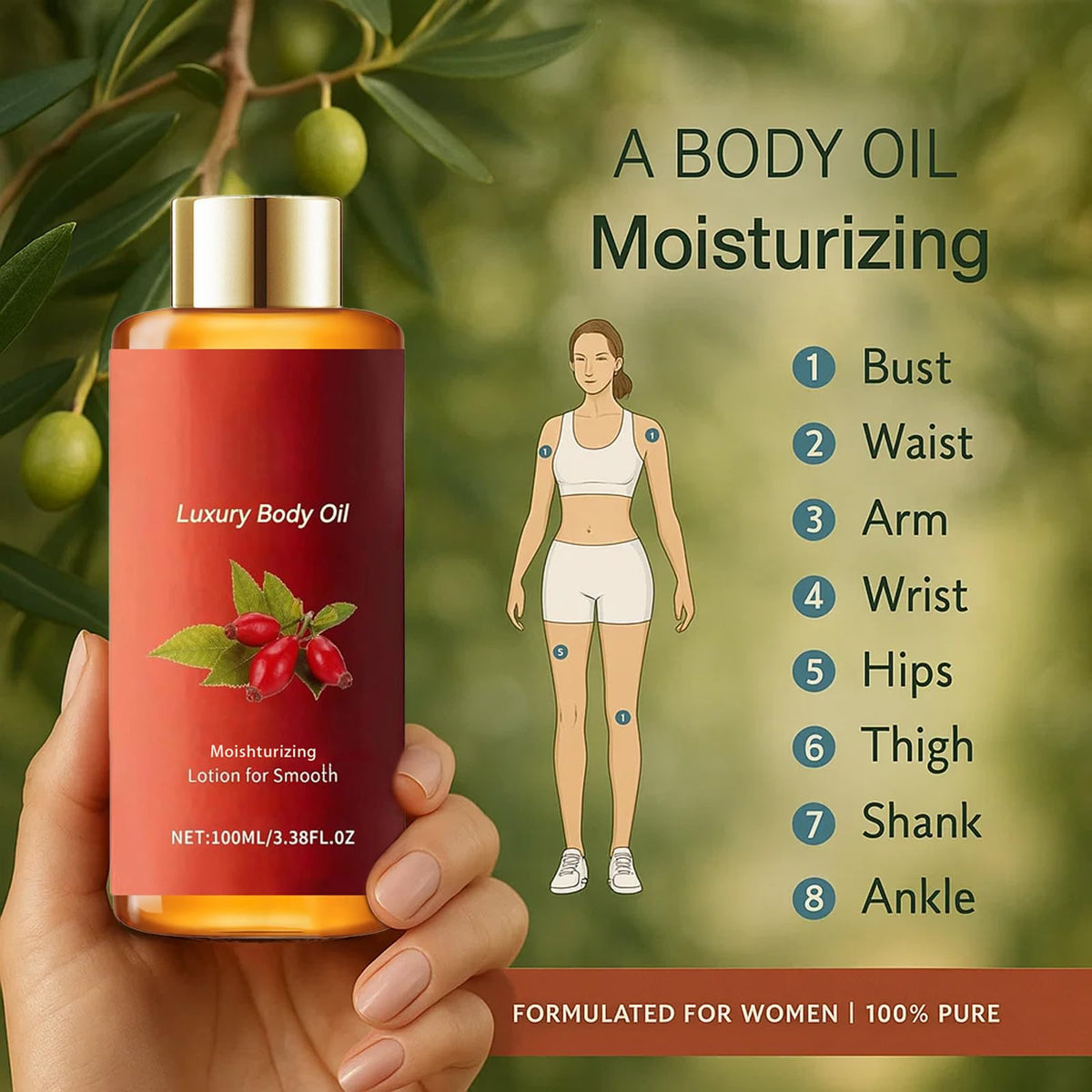 GZGRYTRC 2PCS Magic Body Oil, Firming Body Oil for Women, Body Glow Oil with Glow Essence, Hydrating and Nourishing for Sagging Skin, 100ml Each