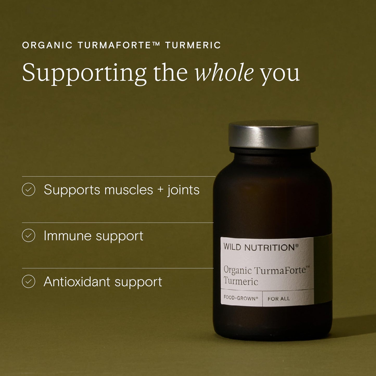 Wild Nutrition Food-Grown® Turmaforte Turmeric | Organic Turmeric Capsules | High Absorption Muscle & Joint, Antioxidant, & Immune Support | Curcumin Supplements | 60 Capsules