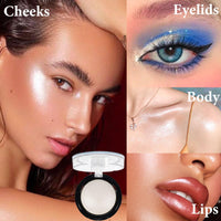 LYNTYAOU White Eyeshadow, Single Glitter Eye Shadow Pallets for Women, Highly Pigmented Long Lasting Metallic Shimmering Baked Eye Shadows Highlighter Powder, Gift for Women & Girls