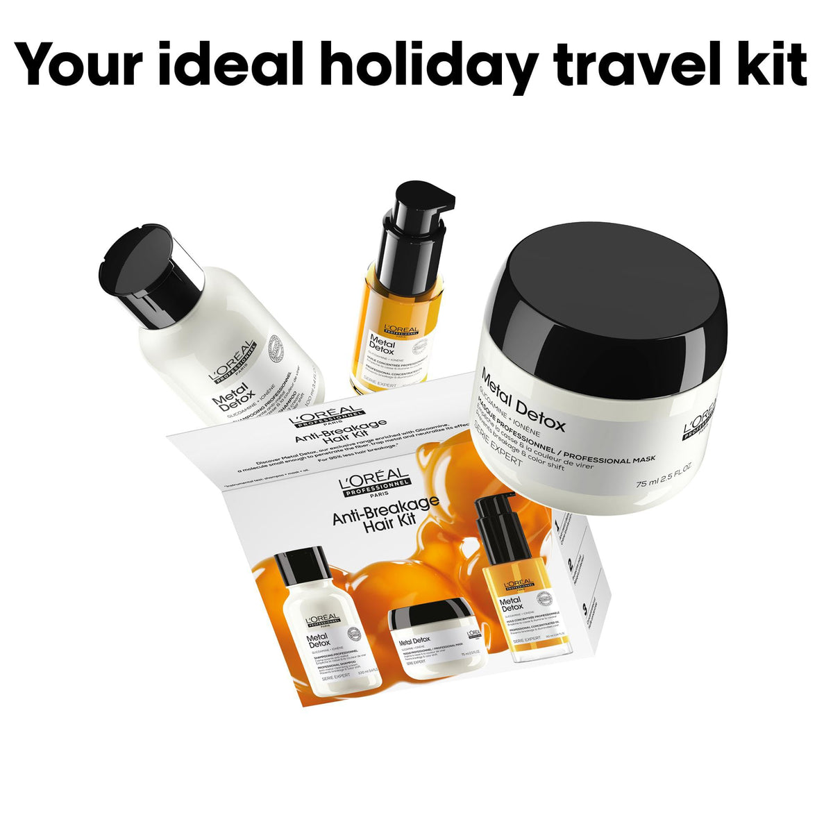L'Oréal Professionnel Paris L’Oréal Professionnel Metal Detox Shampoo, Hair Mask & Hair Oil Discovery Gift Set, Prevent Damage and Colour Fade from Hard Water, Clarifying shampoo, Hair Treatment, Shine, 100ml, 75ml & 30ml