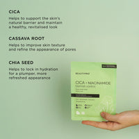 BeautyPro BEAUTYPRO CICA NIACINAMIDE BLEMISH CONTROL Anto-Ageing Face Sheet Mask Oil Control Redness & Pores Hydrating Bamboo Vegan K-Beauty Plant Based 100% Biodegradable Skincare Multi Award Winning Brand
