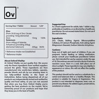 Ov OXFORD VITALITY Selenium 200mcg & Zinc 15mg Tablets | Selenium and Zinc Supplement | Food Supplement | Oxford Vitality