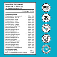 80 Billion CFU Probiotics - 20 Strains + Prebiotics | Digestive & Gut Health - for Good Gut Flora, Gas and Bloating | Scientifically Proven Probiotics for Women & Men | Made in The UK – 2 Month Supply