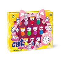 Beauty4Britain Cat Shaped Water-Based Nail Polish Set, beauty4britain, 14 Colours, Quick Dry, Peel Off, Cat Nail Stickers Included, Display Gift Box