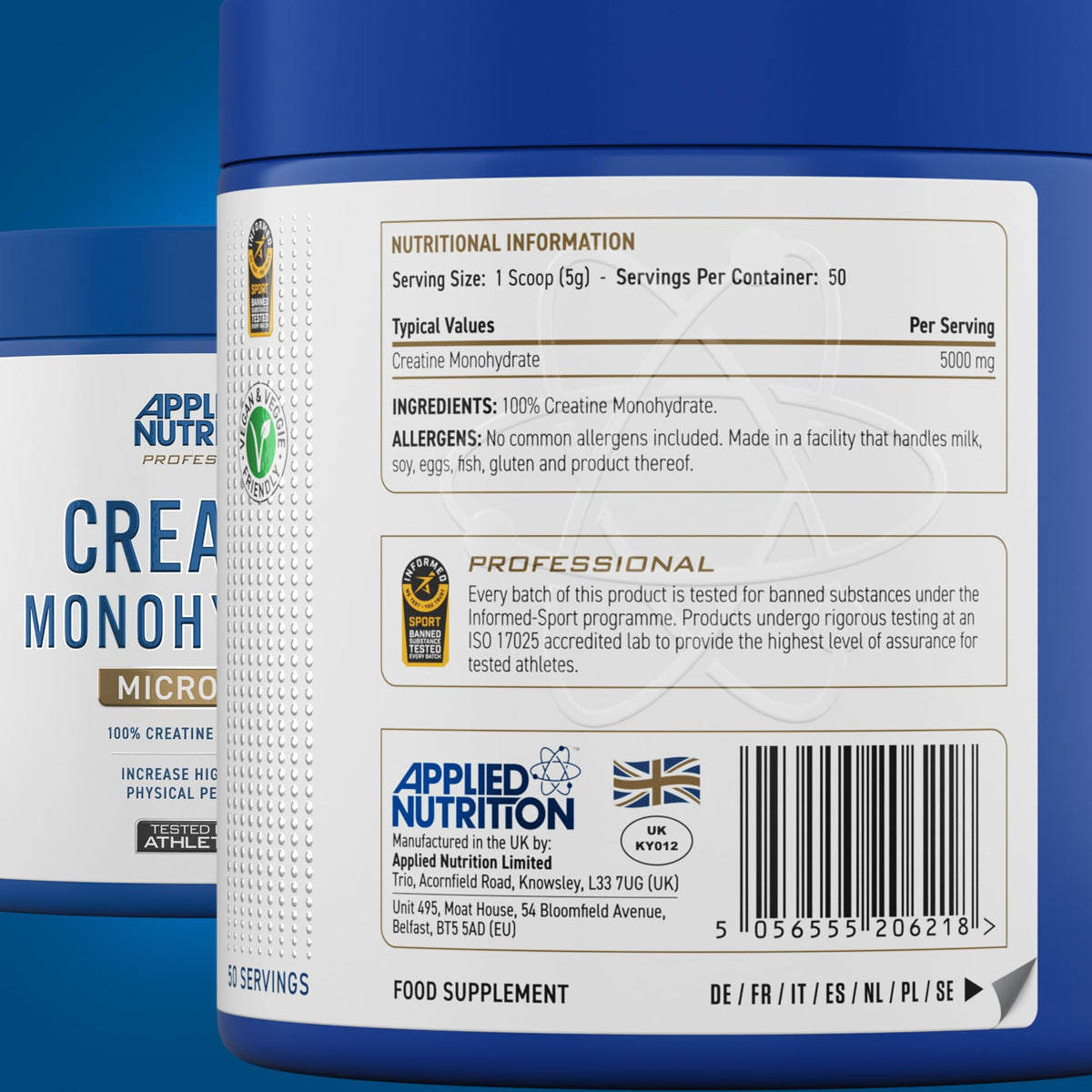 Applied Nutrition Creatine Monohydrate Micronized Powder (250g (New), Unflavoured)
