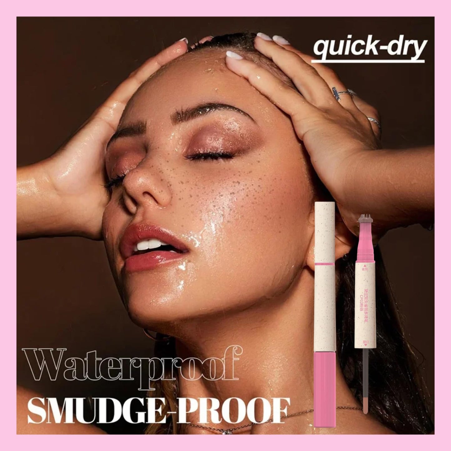 SHEBEEDO Freckle Blush Pen, 2-in-1 Natural Lifelike Light Brown Freckle Stamp & Soft Pink Liquid Blush for Sunkissed Look Makeup, Waterproof, Long-Lasting