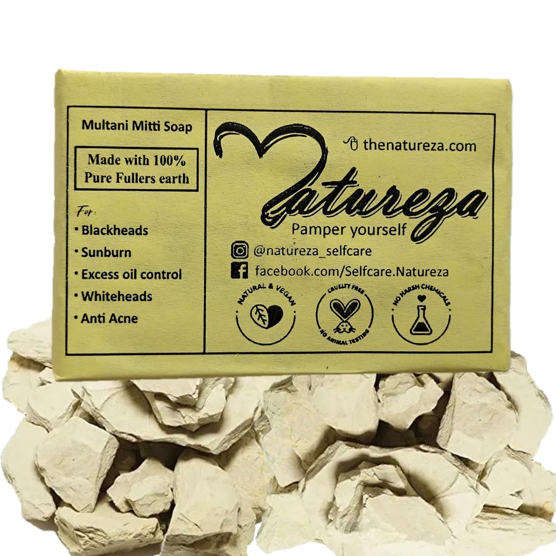 Natureza Organic Bentonite Clay soap Deep Cleansing Mineral Soap Anti bacterial scrub bar 90g