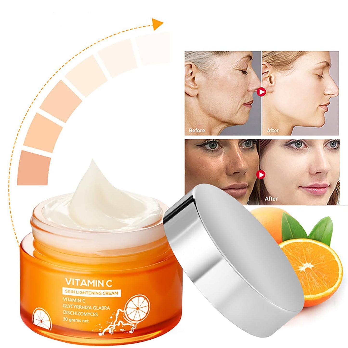 KKwoter Vitamin C Face Cream with Hyaluronic Acid and Vitamin C&E, Anti-Aging & Wrinkle Reduction, Erase Dark Spots and Fine Lines, Natural Skin Care to Hydrate, Plump, and Moisturize for Women