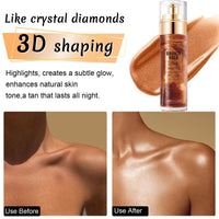 BigyQiu Body Shimmer Oil,Waterproof Gold Bronze Body Glow Liquid,Non-Sticky Face and Body Glow Shimmer,Body Liquid Luminizer Highlighter Shimmering Body Oil,Glitter Body Lotion,Shimmer Moisturiser,80ml