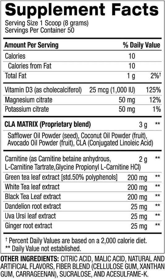 CLA + Carnitine Shredded Supports Lean Muscle Promotes Fat Loss Tropical Mango (14.1 oz. / 50 Servings)