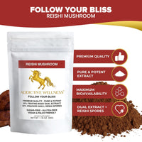 Addictive Wellness Reishi Mushroom Extract Powder + Spores (50/50 Blend) Wood Grown Pure & Potent Wildcrafted Ganoderma (100 Grams)
