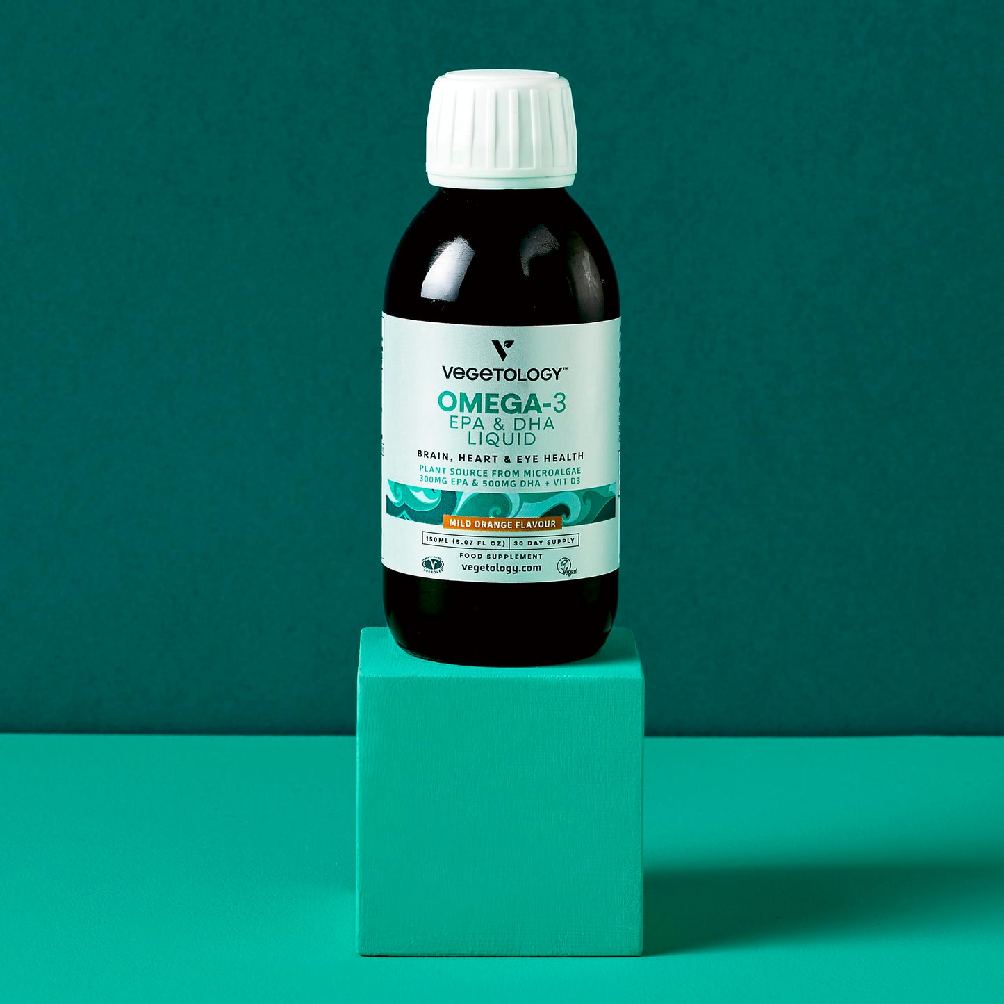 Vegetology Omega 3 | Vegan Omega 3 from Microalgae | Mild Orange Flavoured Liquid | Stronger Than Fish-Based Supplements | 100% Natural & UK Made | Vegan Omega Fish Oil Alternative