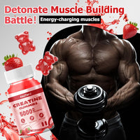 KauYard Creatine Monohydrate 5000mg Gummies - Sugar Free Muscle Support Supplement with Electrolytes & Vitamin D3 | Strawberry Flavour Chewable Creatine for Athletes & Fitness