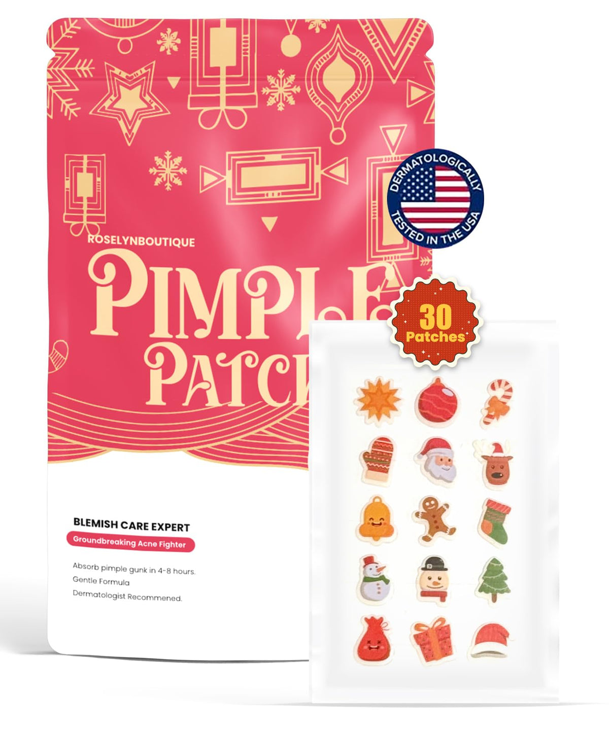 roselynboutique ROSELYNBOUTIQUE Pimple Patches for Face 30 Sping Stickers - Pore Spot Hydrocolloid Acne Patches with Tea Tree Oil, SalicylicAcid, CICA Skin-Friendly