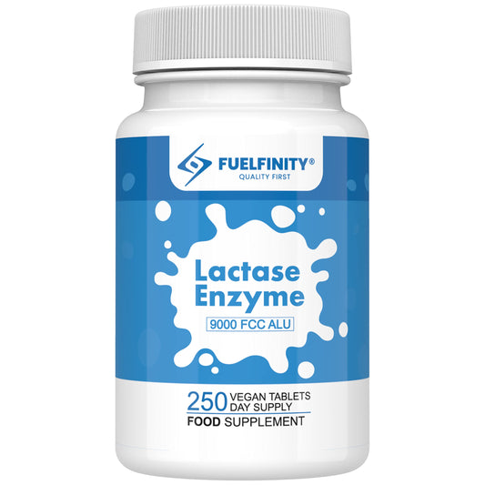 Efficient Lactase Tablets - 250 Days Supply - Lactose Intolerance Tablets 9000 FCC ALU High Strength - Aids in Lactose Digestion - FuelFinity® Excellent Manufacturing Standards (1 Pack)