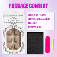 Ceboic 24Pcs French False Toenails, 3D Gold Short Square Fake Toe Nails Glue on, Summer Glossy Gel Acrylic Stick on Toenails, 12 Sizes Nude Pink Full Cover Press on Toe Nails for Women Pedicure Decorations