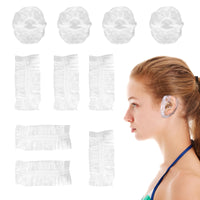 100 Pcs Ear Covers for Hair Dye, Clear Disposable Ear Covers for Shower Waterproof Plastic Ears Protectors Ears Shower Caps Care for Hair Dye Bathing Spa Salon Home Hotel