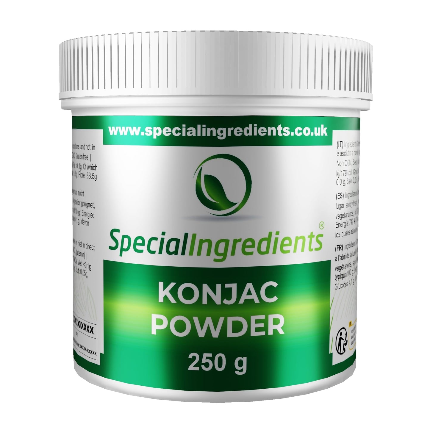 SPECIAL INGREDIENTS Konjac Gum Powder (Konjac Glucomannan) Premium Quality 250g - Vegan, Non-GMO, Gluten Free – Recyclable Container