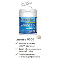 NATURE'S BEST Super Strength Lactase Tablets 9000 FCC Enzyme Units | Max Strength Digestive Enzyme | 60/180 Tablets | Helps Digest Lactose in Milk & Dairy | Support for Lactose Intolerance | UK Made (180 Tablets)