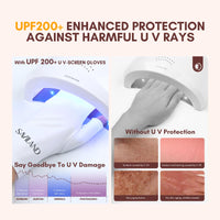 Saviland UV Gloves for Gel Nails - UPF200+ Professional UV Protection Gloves for gel Manicures, Anti UVA & UVB 999+ UV Nail Gloves for gel Nail Lamp Skin Care Fingerless Gloves Protect Hands (White)