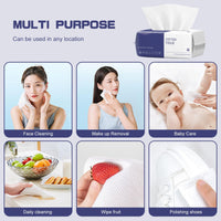 BODFPPC Disposable Face Towel, 100 Count Face Towels for Washing Soft Cotton Dry Wipes Facial Cloths Towelettes for Washing and Drying, Facial Tissue for Cleansing, Skincare and Makeup Remover