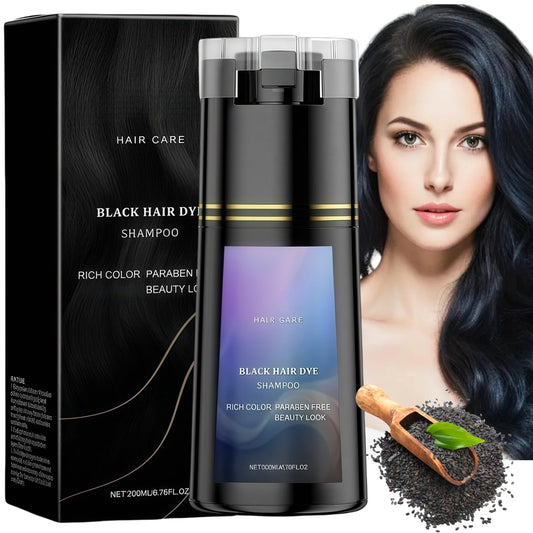 Siyinzu Polar Hair Dye Shampoo,Hair Dye Shampoo,Polar Instant Ha-ir D-yes Shamp-oo,H-air Colour Sham-Poo Care,3 In 1 Sha-mpoo for Grey Hai-r,Colour Sham-poo to Cover Grey H-air,Anti Gre-y Shamp-oo,Black