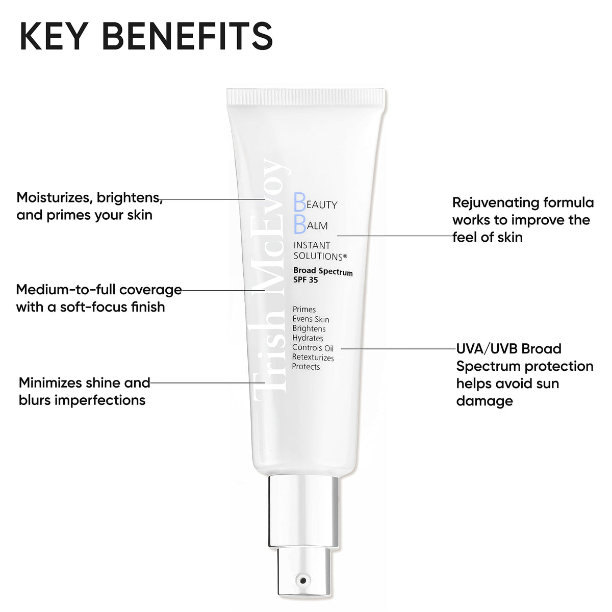 Trish McEvoy Beauty Balm Instant Solutions® SPF 35, Shade 0.5 (Fair), 57 ml / 1.8 fl oz