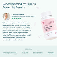 Bettervits Niacinamide Complex with Vitamin B3 Niacin, Marine Collagen, and Hyaluronic Acid – High-Strength Niacinamide Supplement for Energy Support – Natural Vitamin B3 Boost – 60 Capsules