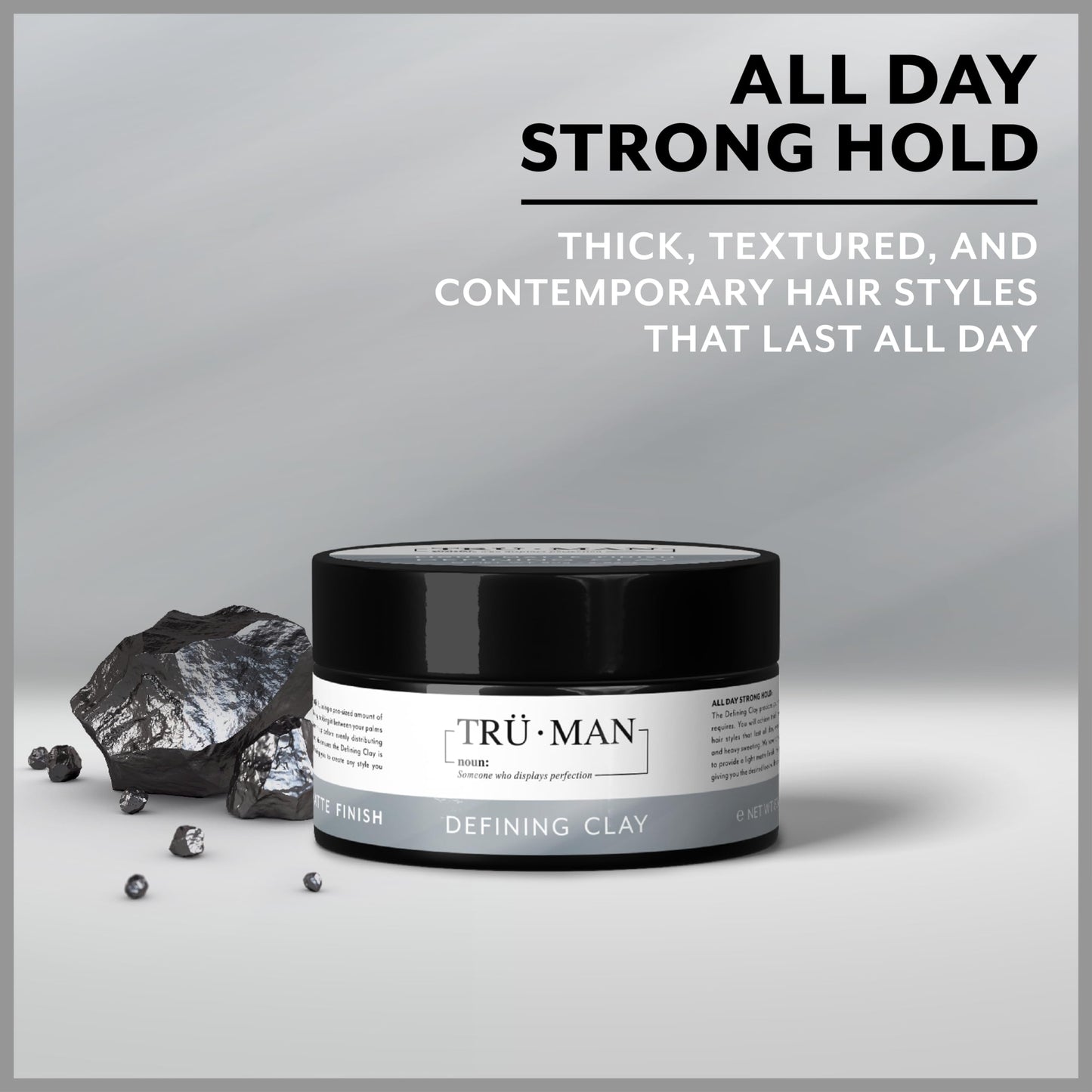Tru Man TRU•MAN Defining Clay: All-Day Strong Hold Improves Texture & Thickness, All Hairstyle Types, 80g, 2.82 Oz