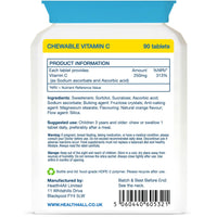Health4All Kids Vitamin C 250mg, 90 Chewable Tablets for Children 3+, Immune Support