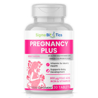 SigmaBiotics Pregnancy Tablets 20 Multivitamin with 800µg Folic Acid, D3, Iron, DHA, Omega-3, Probiotics Blend, Magnesium, All Trimester Pregnancy Support – 30 Vegetarian Tablets – One Month Supply
