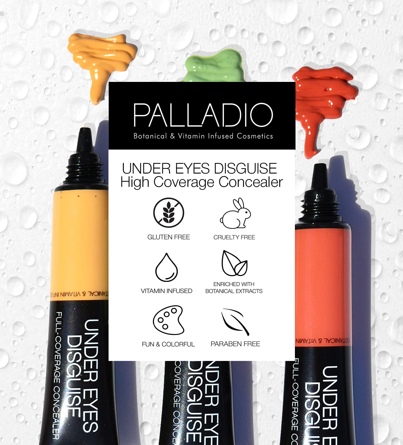 Palladio Full Coverage Concealer, Under Eyes Disguise, Creamy Face and Eye Concealer, Evens Skin Tone, Conceals Blemishes, Dark Circles and Fine Lines, Use with Concealer Brush, Vanilla Latte