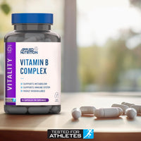 Applied Nutrition Vitamin B Complex Multivitamin - High Potency B12, B6, B1, Folic Acid & Biotin - Supports Metabolism, Reduces Tiredness & Fatigue, Helps Immune System - (90 Capsules)