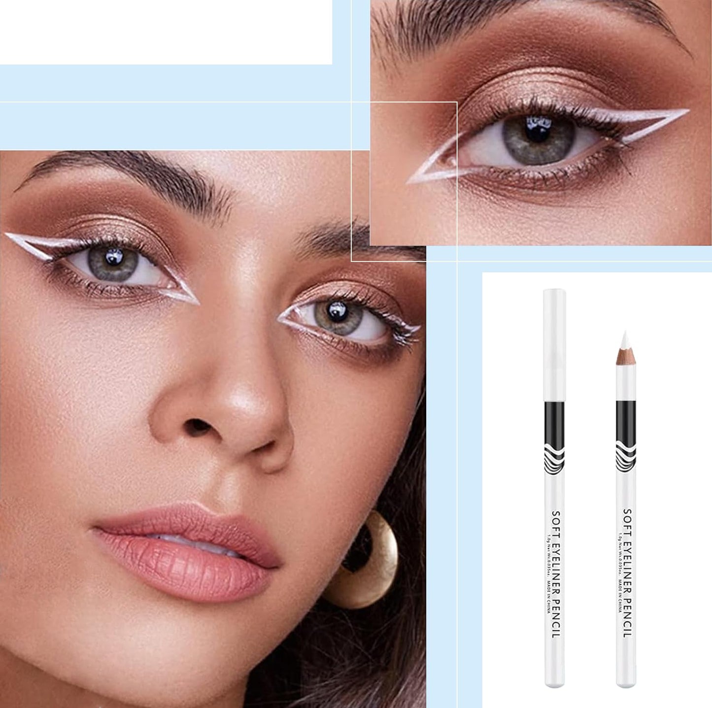 DEJIN White Eye Pencil 12 PCS White Pencil for Skin Marking, White Pencil Eyeliner, White Make up Pencil, White Skin Pencil - For Beginners or Professionals Eye Makeup, With Sharpener