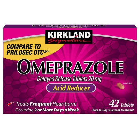 Kirkland Signature Omeprazole Delayed Release, Acid Reducer Tablets 20 mg (42 Count)