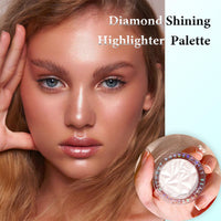 LYNTYAOU Highlighter Powder Makeup Palette, Diamond Shine Highlighter, Face Highlighter Palette, Long Lasting Lightweight Shimmer Colors for Highlighting and Contouring (Pearl White)
