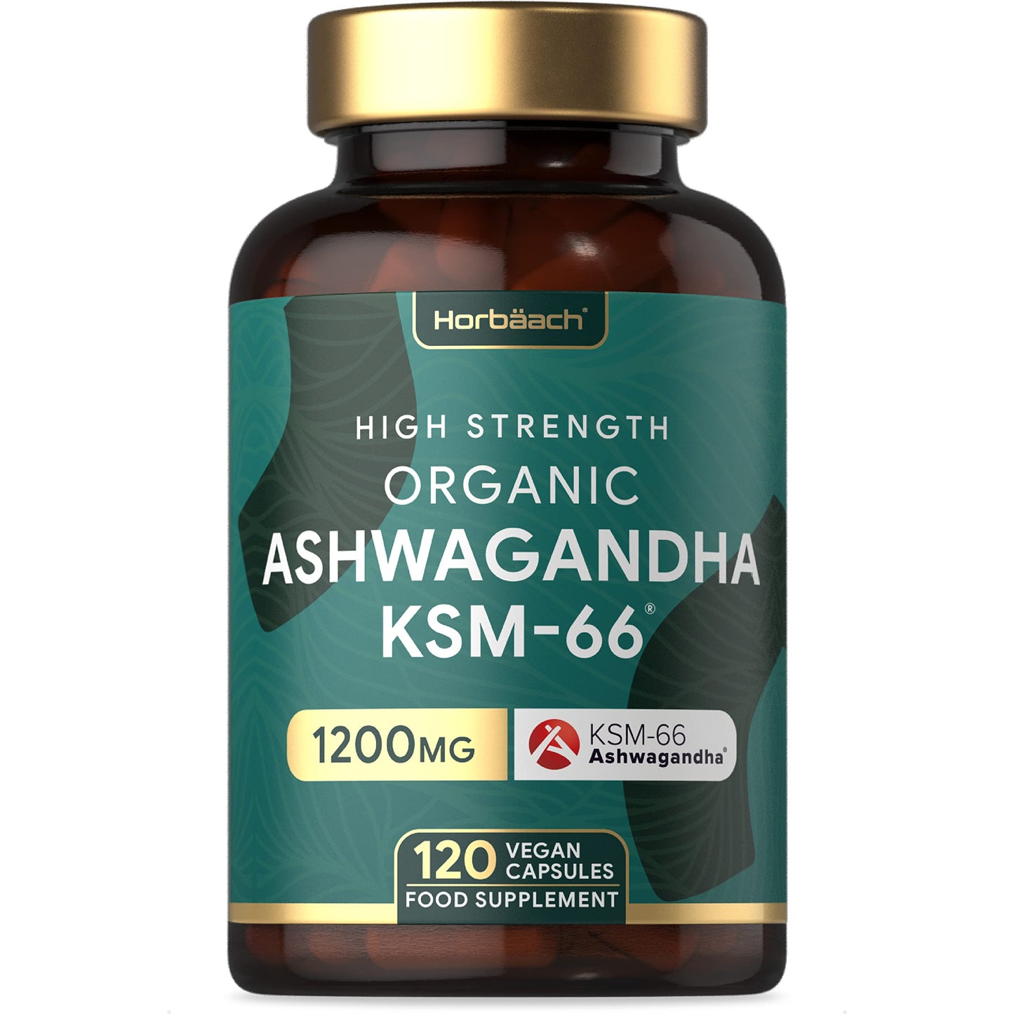 Organic Ashwagandha KSM-66 1200mg | 120 Count | Vegan Powder Capsule Supplement | by Horbaach