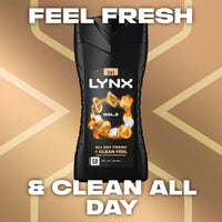 Lynx 12 Hour Refreshing Fragrance Gold Oud Wood and Vanilla Body wash with Plant-based Moisturisers & Dual Action Power, Keep Smelling Irresistible!