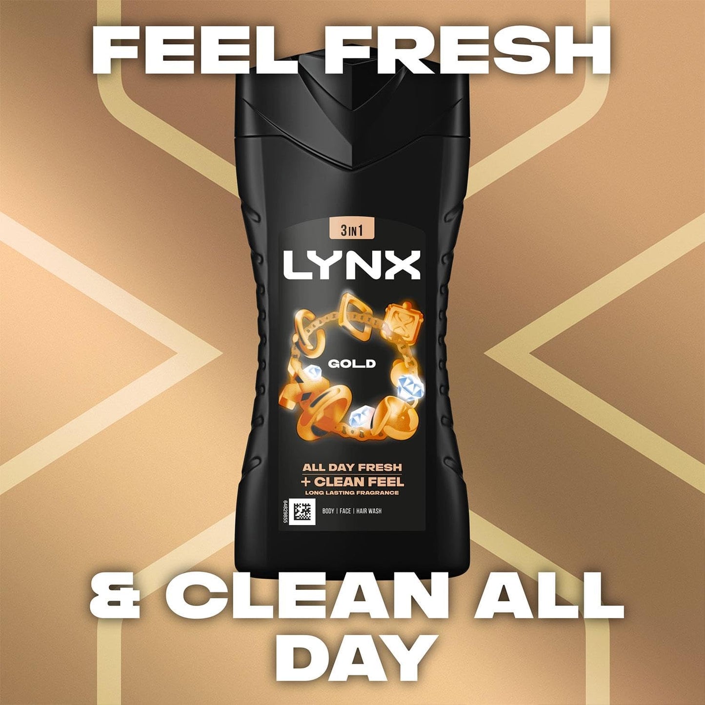 Lynx 12 Hour Refreshing Fragrance Gold Oud Wood and Vanilla Body wash with Plant-based Moisturisers & Dual Action Power, Keep Smelling Irresistible!