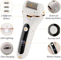 Swhily Foot Callus Remover, Professional Electric Pedicure Callus Remover, Rechargeable Foot File with 6 Roller Heads for Feet Care