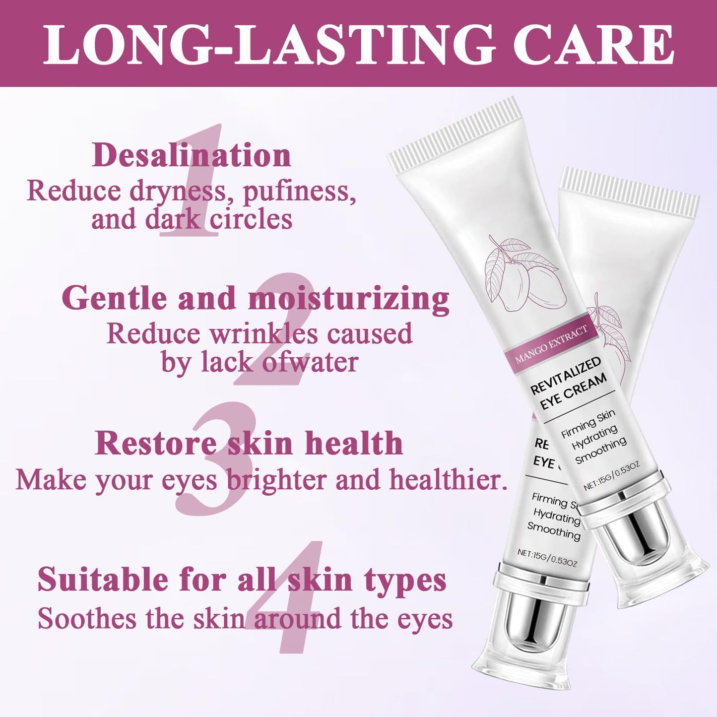 GMHLLES Mango Revitalize Eye Cream,Mango Activating And Firming Eyecream Ffirming Eyelift Serum Moisturizing Wrinkles Eyecreams Repair Dark Circles and Eye Bags （2PCS ）